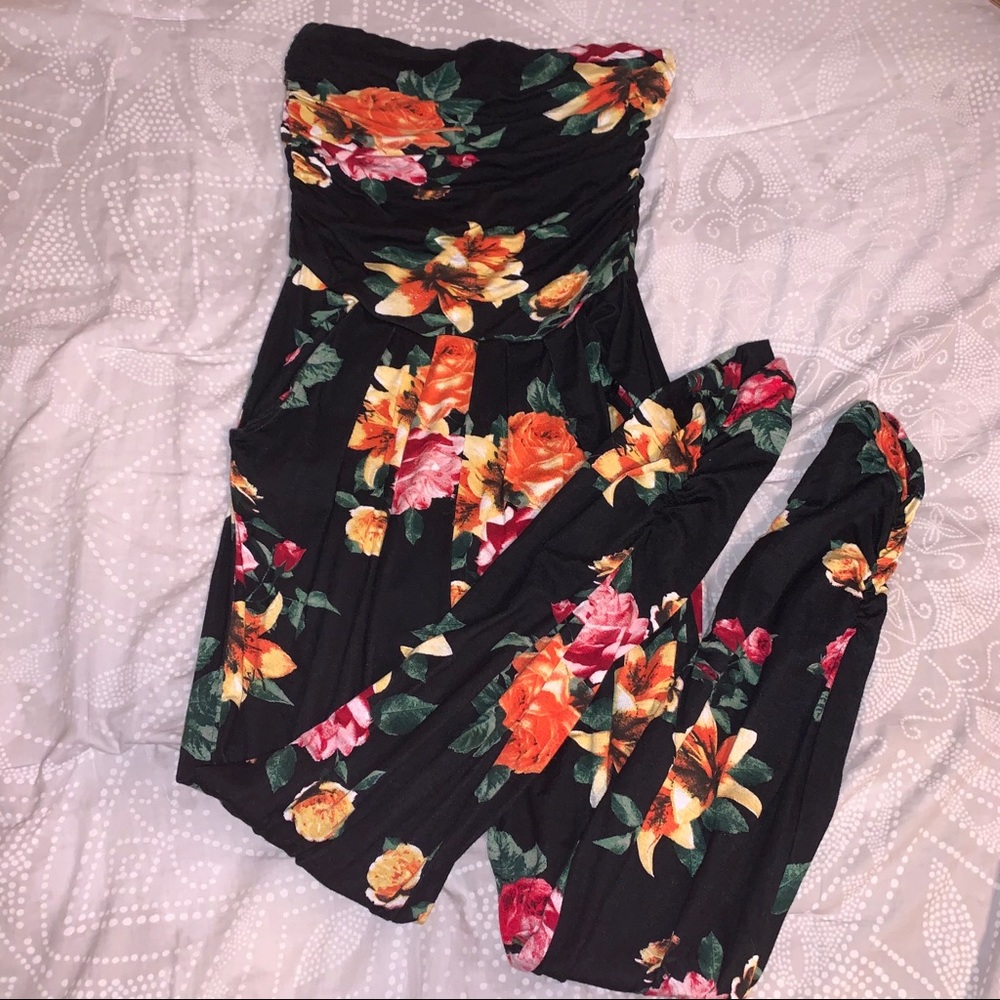 Floral Strapless Jumpsuit